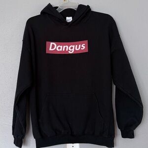 Gildan Heavy Blend Black Hoodie Sweater sz XL Red Graphic Dangus